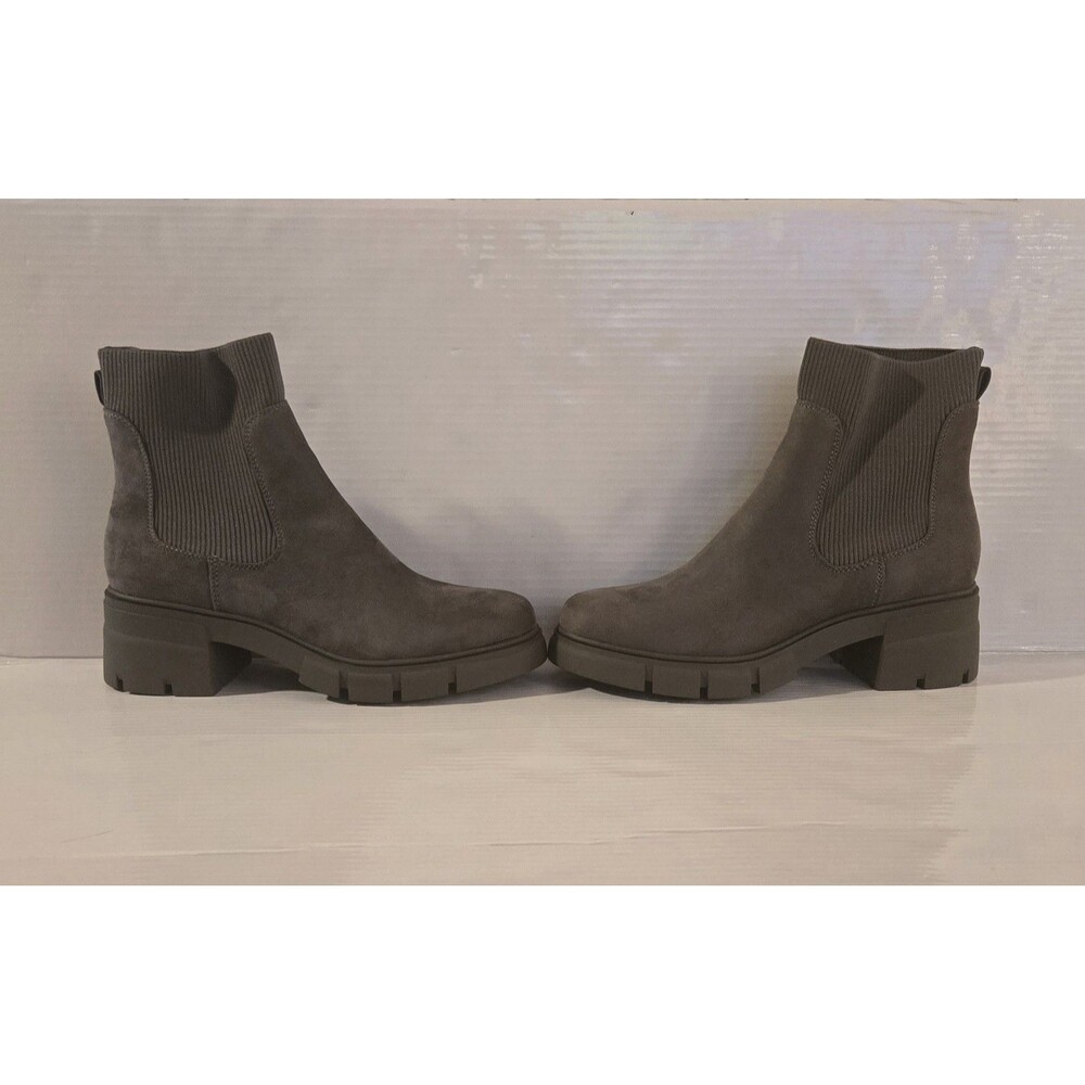 REDTOP Women’s Gray Suede Chelsea Ankle Boots Lug Sole US 10